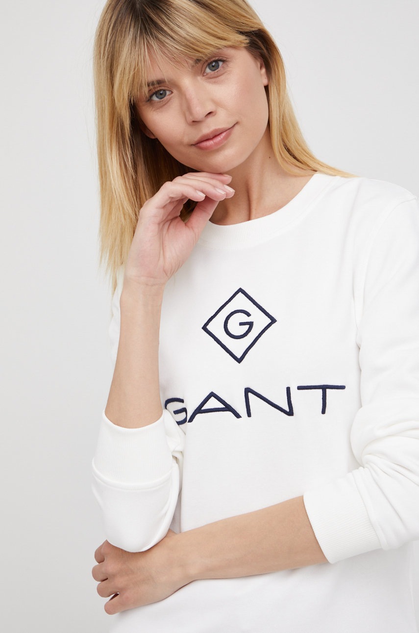

Суичър Gant в бяло с апликация, Бял