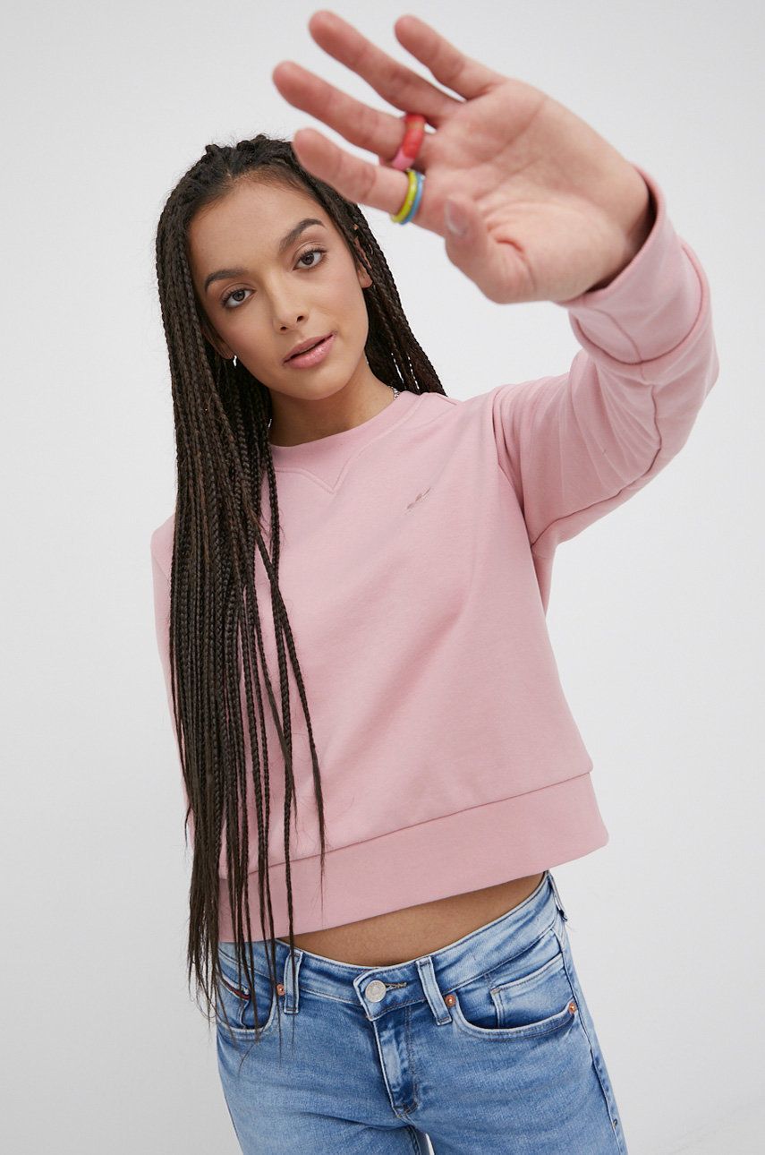 adidas Originals bluza bawełniana Trefoil Moments damska kolor różowy gładka