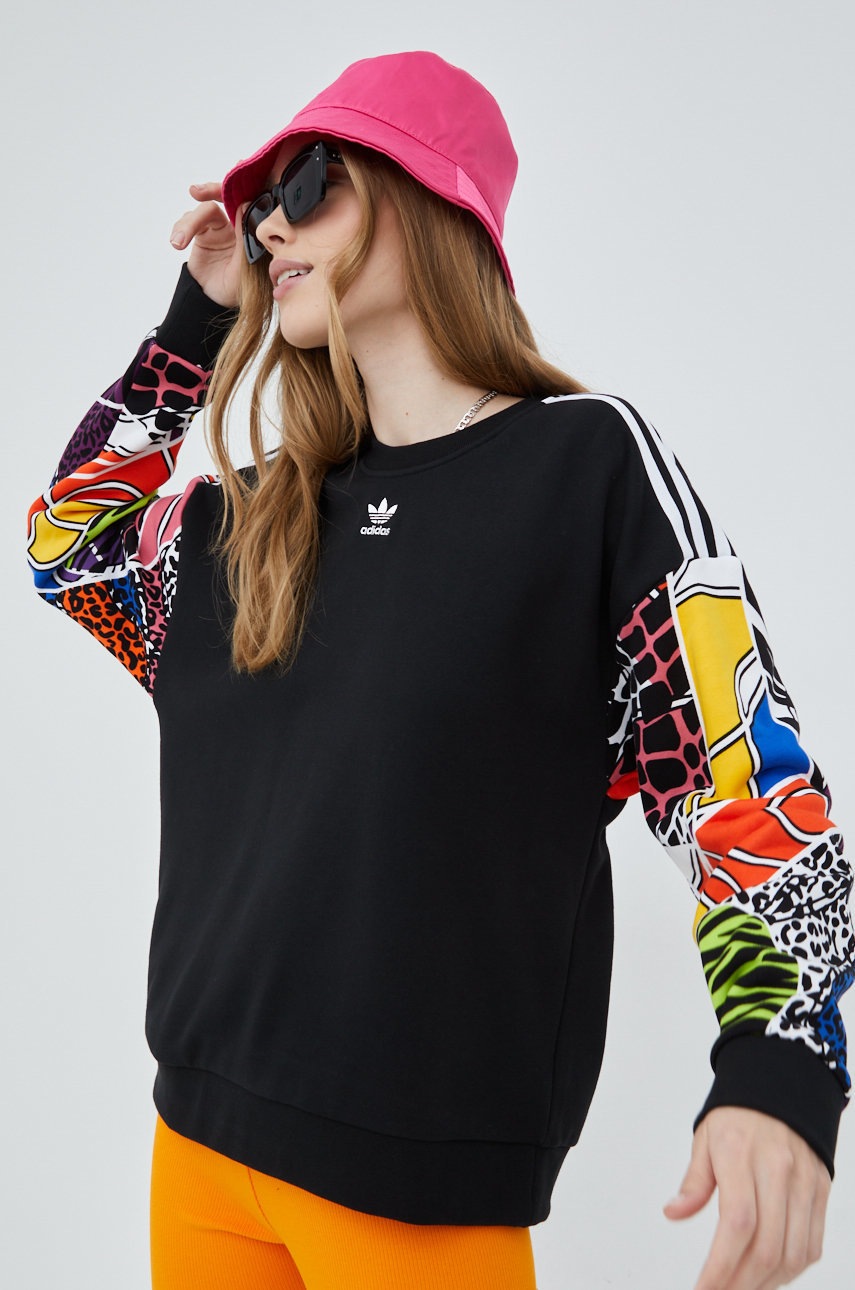 

Хлопковая кофта adidas Originals X Rich Mnisi женская цвет чёрный узор