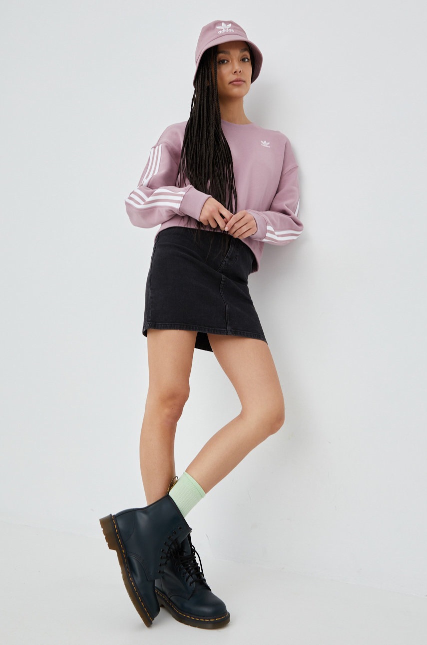 

Хлопковая кофта adidas Originals Adicolor женская цвет фиолетовый с аппликацией