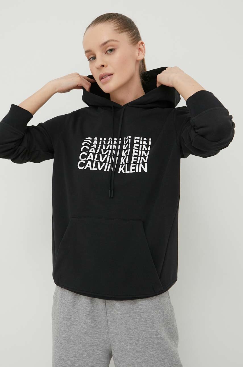 

Спортен суичър Calvin Klein Performance в черно с принт, Черен