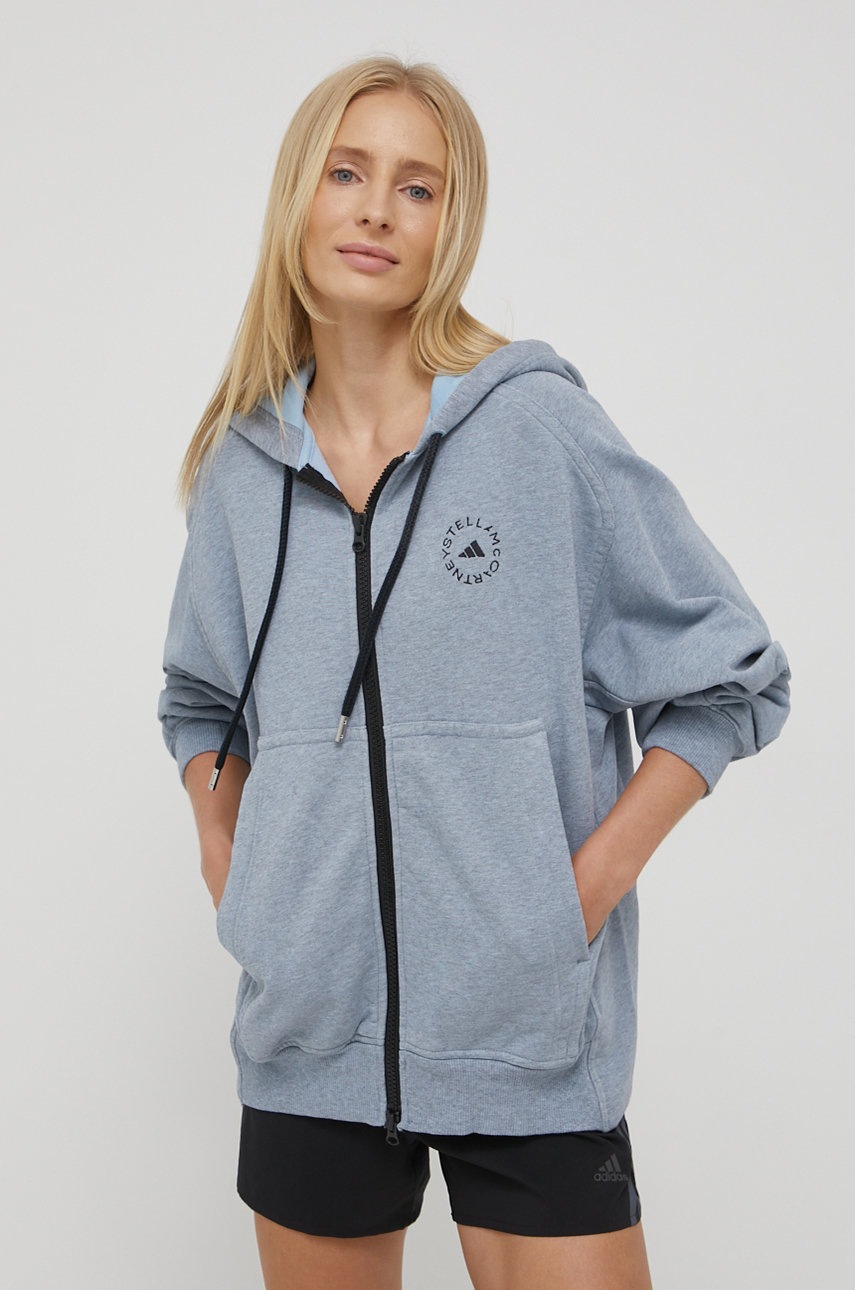 

Спортен суичър adidas by Stella McCartney HB7405 дамска в тюркоазено с принт, Тюркоазен