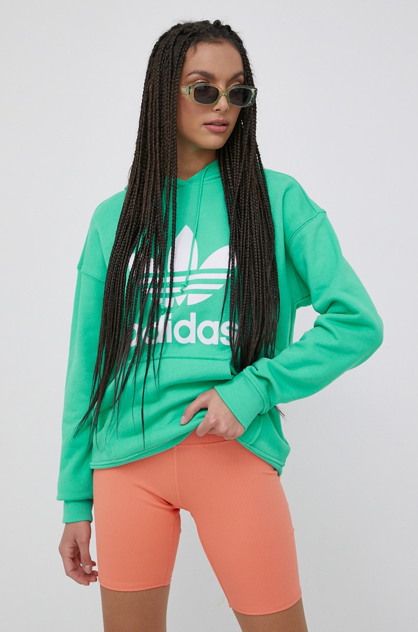 

Хлопковая кофта adidas Originals Adicolor женская цвет зелёный с принтом