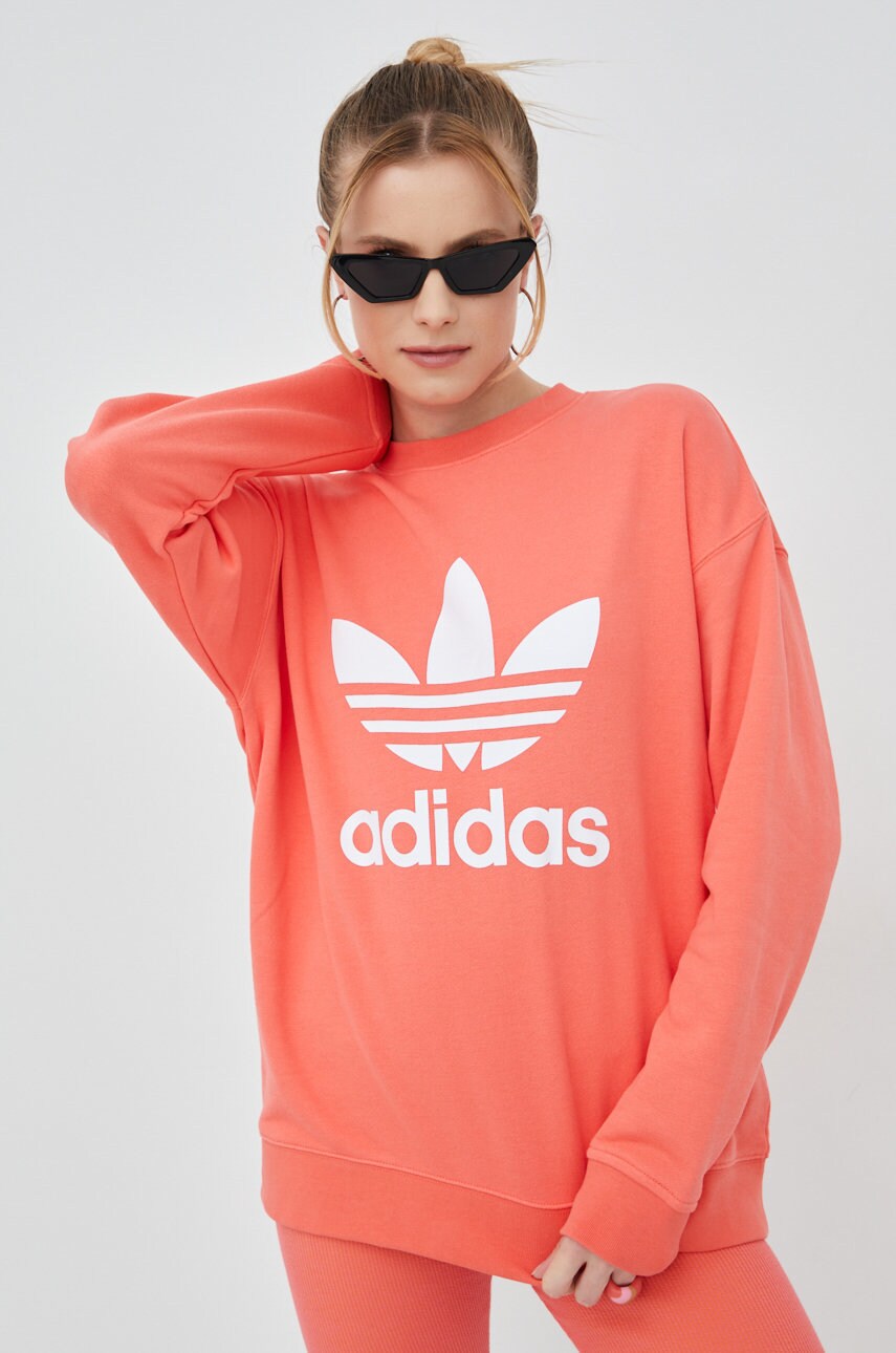 

Бавовняна кофта adidas Originals HE9537 жіноча колір помаранчевий з принтом