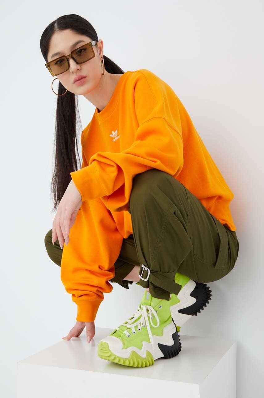 Mikina adidas Originals Adicolor dámska, oranžová farba, jednofarebná
