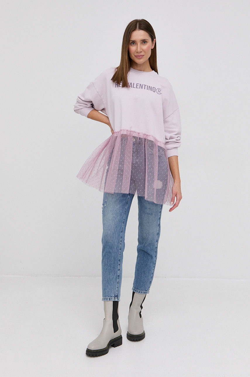 

Бавовняна кофта Red Valentino жіноча колір рожевий з принтом