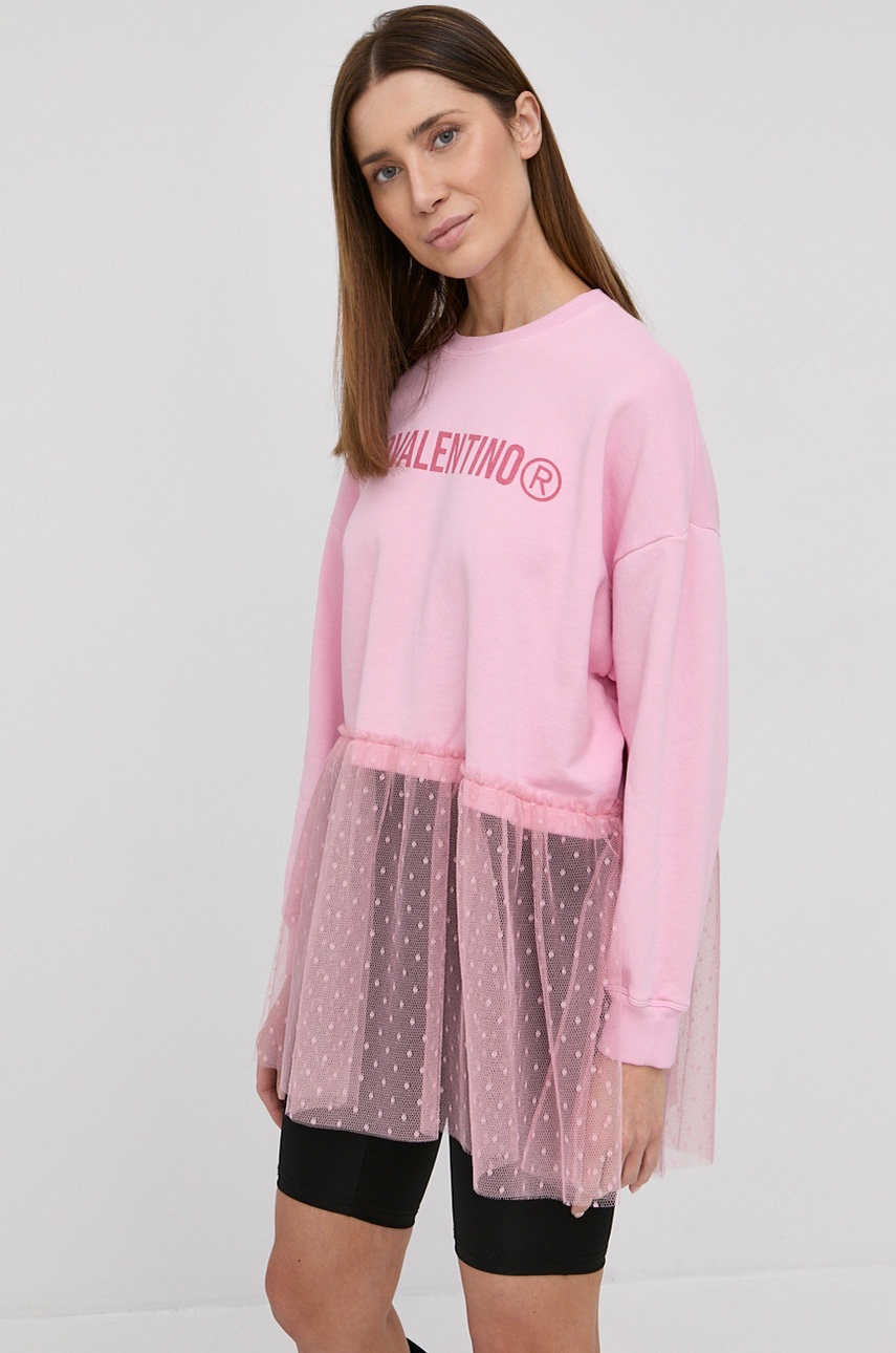 

Памучен суичър Red Valentino в розово с принт, Розов