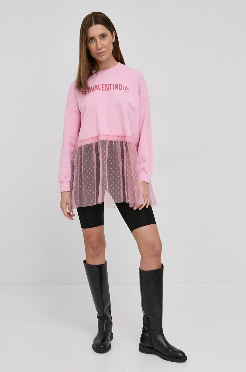 

Бавовняна кофта Red Valentino жіноча колір рожевий з принтом