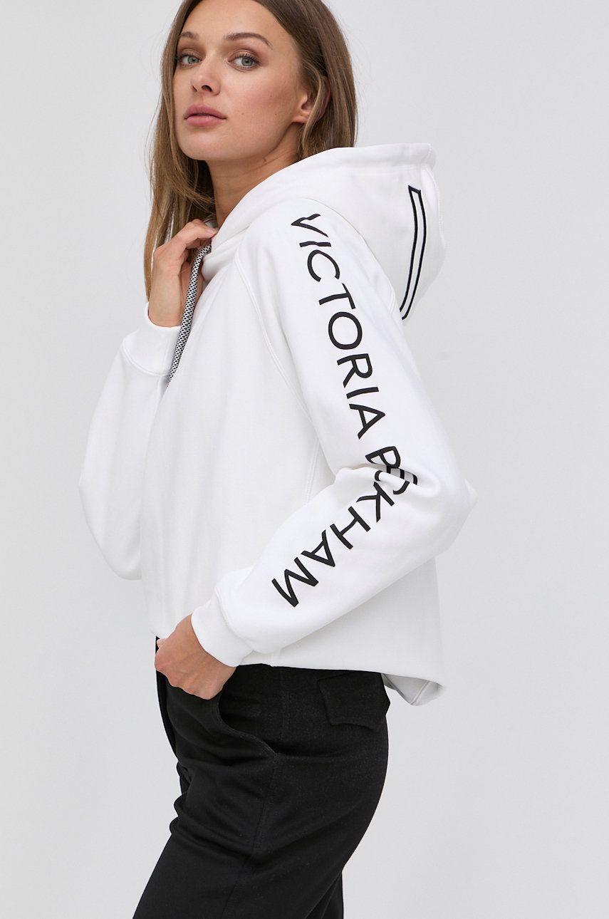 Victoria Beckham hanorac de bumbac femei, culoarea alb, cu imprimeu answear imagine noua