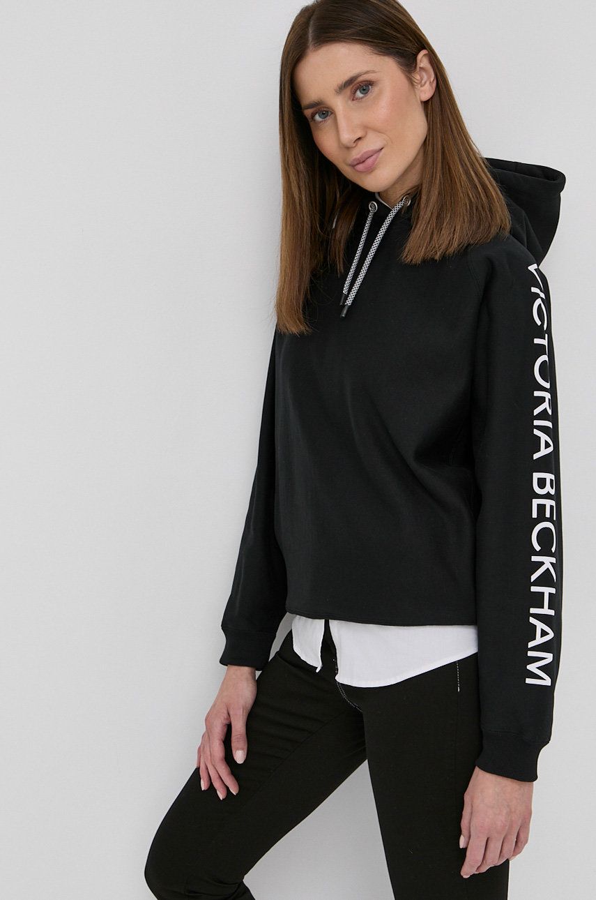 Victoria Beckham hanorac de bumbac femei, culoarea negru, cu imprimeu answear.ro imagine noua