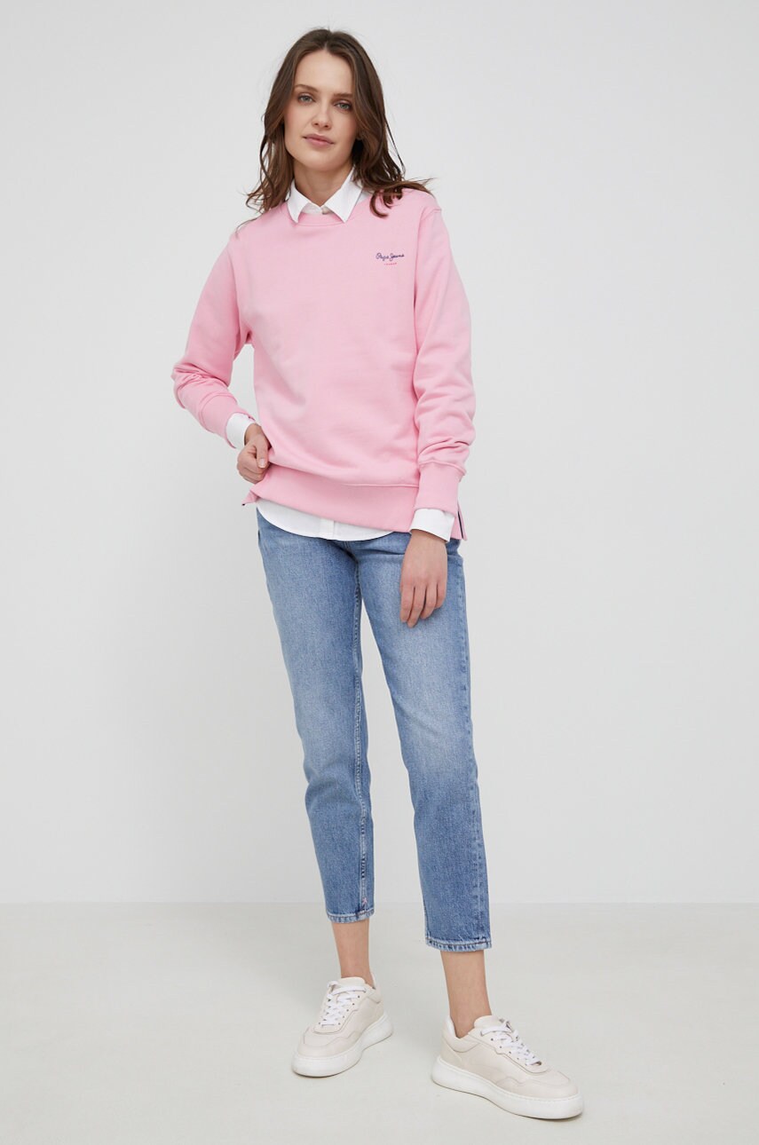 

Хлопковая кофта Pepe Jeans Calista Crew женская цвет фиолетовый однотонная