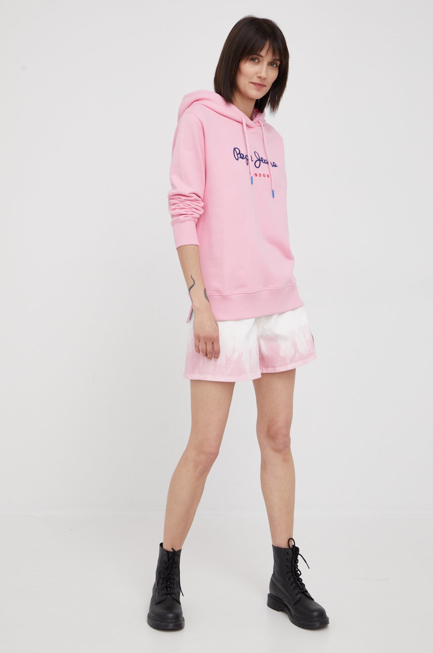 

Бавовняна кофта Pepe Jeans Calista Hoodie жіноча колір фіолетовий з аплікацією