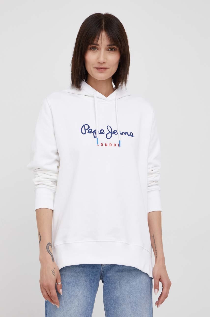 

Бавовняна кофта Pepe Jeans Calista Hoodie жіноча колір білий з аплікацією