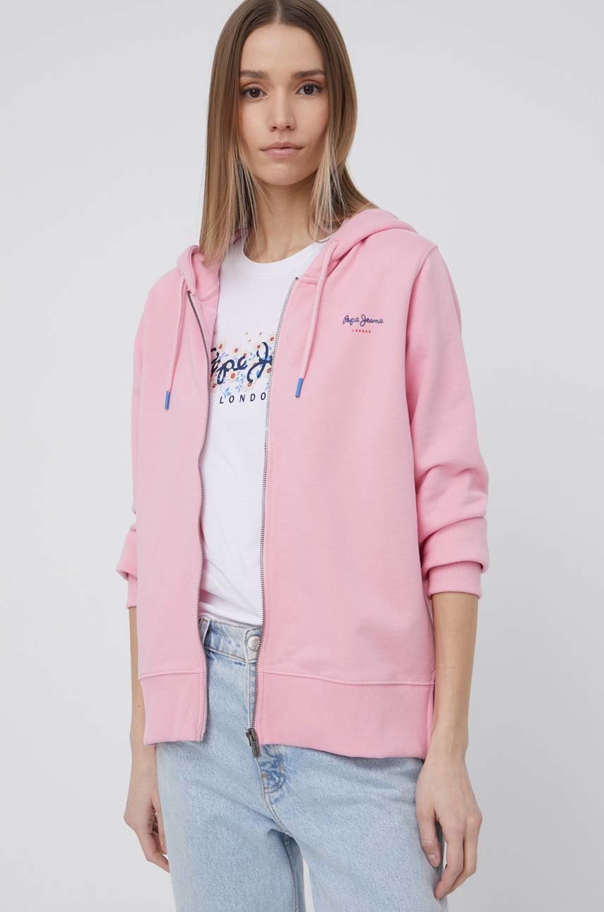 

Бавовняна кофта Pepe Jeans Calista Zipper жіноча колір фіолетовий з принтом