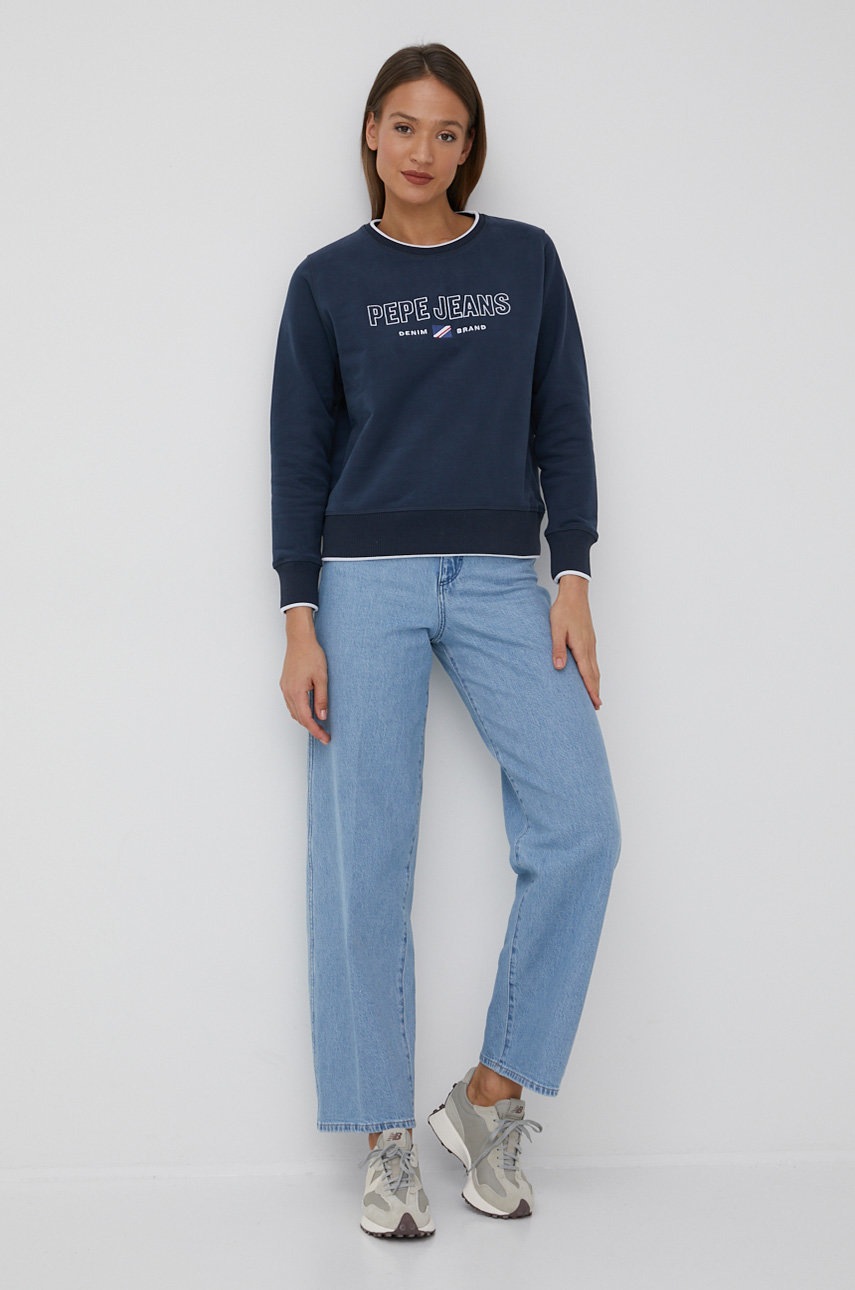 

Хлопковая кофта Pepe Jeans Charlotte Crew женская цвет синий с аппликацией
