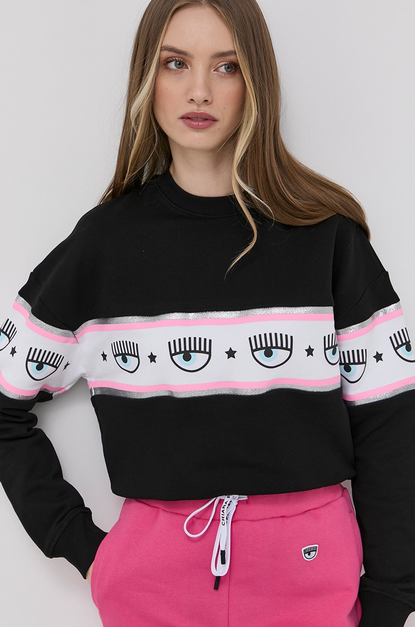 

Хлопковая кофта Chiara Ferragni женская цвет чёрный с принтом