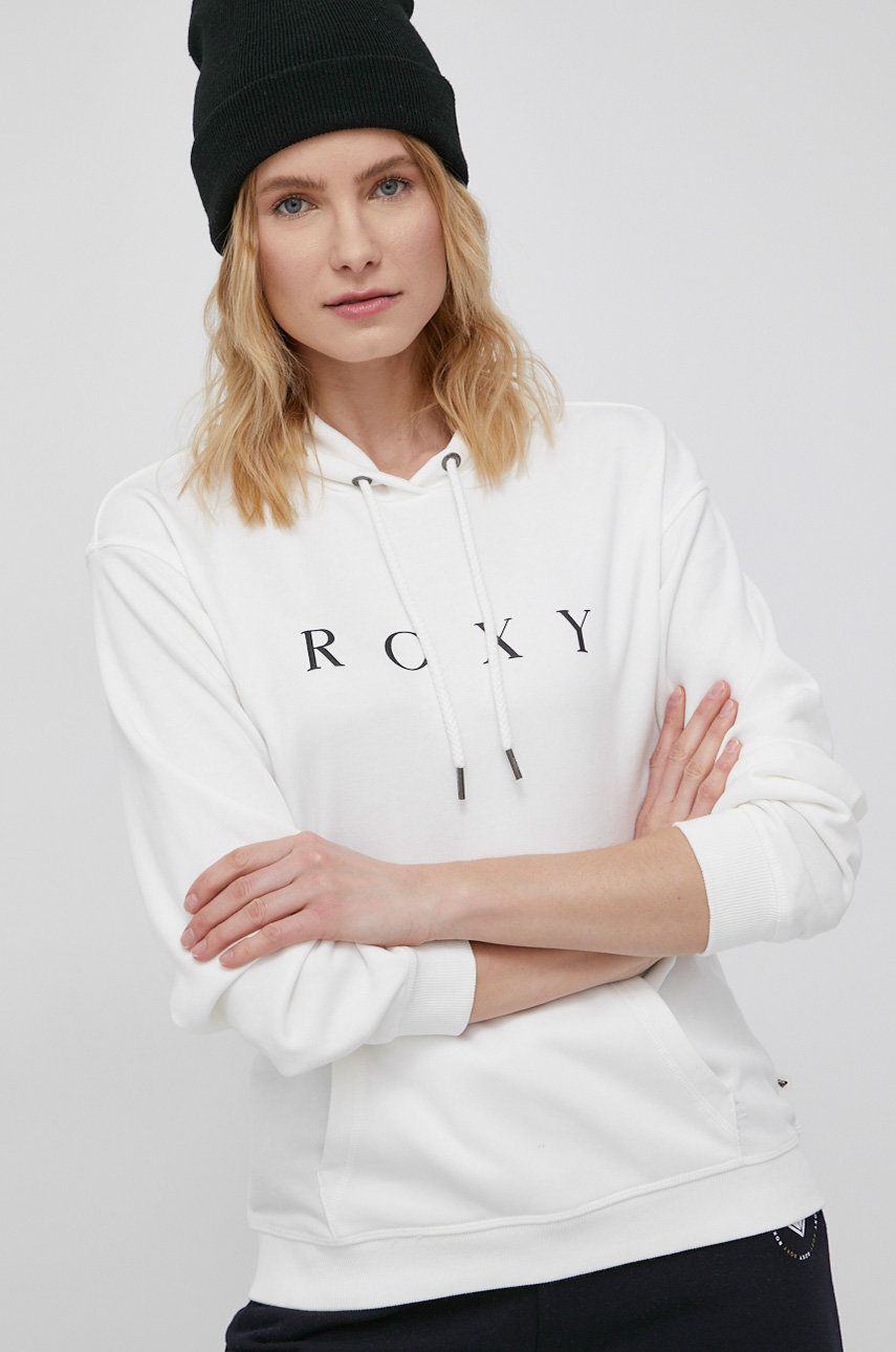 Roxy bluza femei, culoarea alb, cu imprimeu imagine reduceri black friday 2021 answear.ro