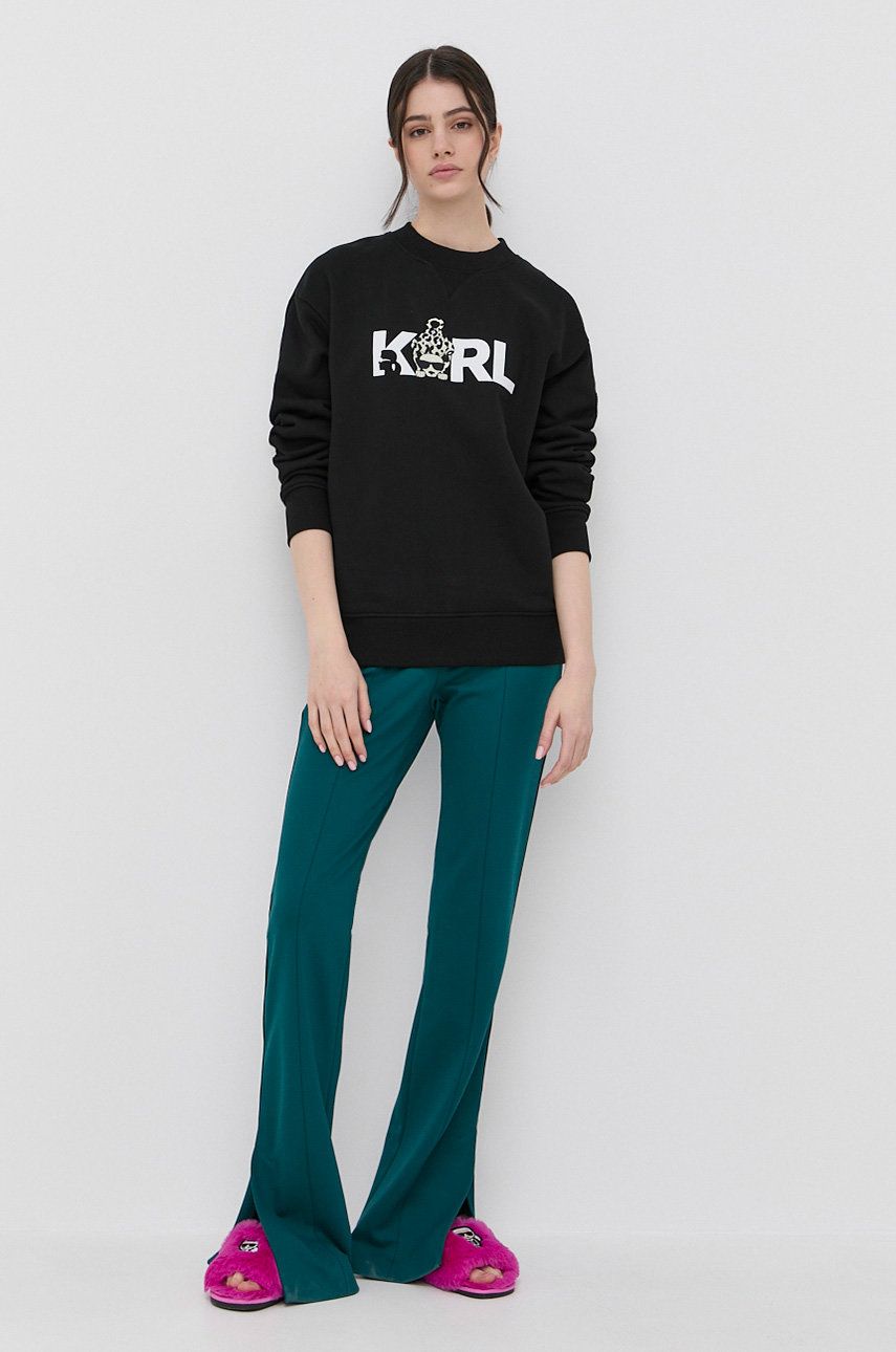 Karl Lagerfeld bluza femei, culoarea negru, cu imprimeu imagine reduceri black friday 2021 answear.ro