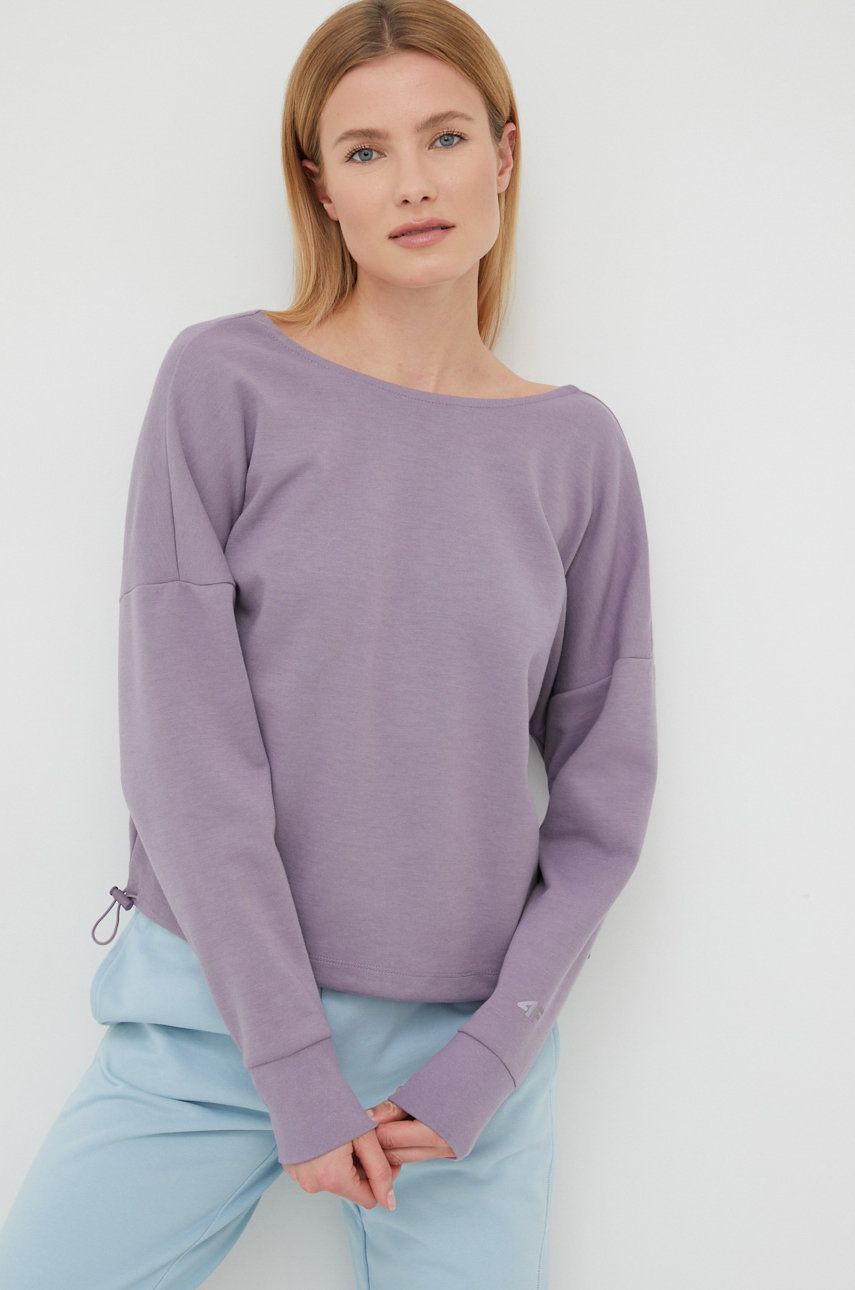 4F bluza damska kolor fioletowy gładka