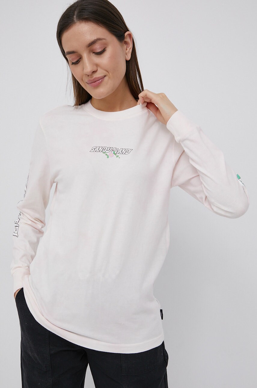 Vans longsleeve din bumbac x sandy liang femei, culoarea roz,