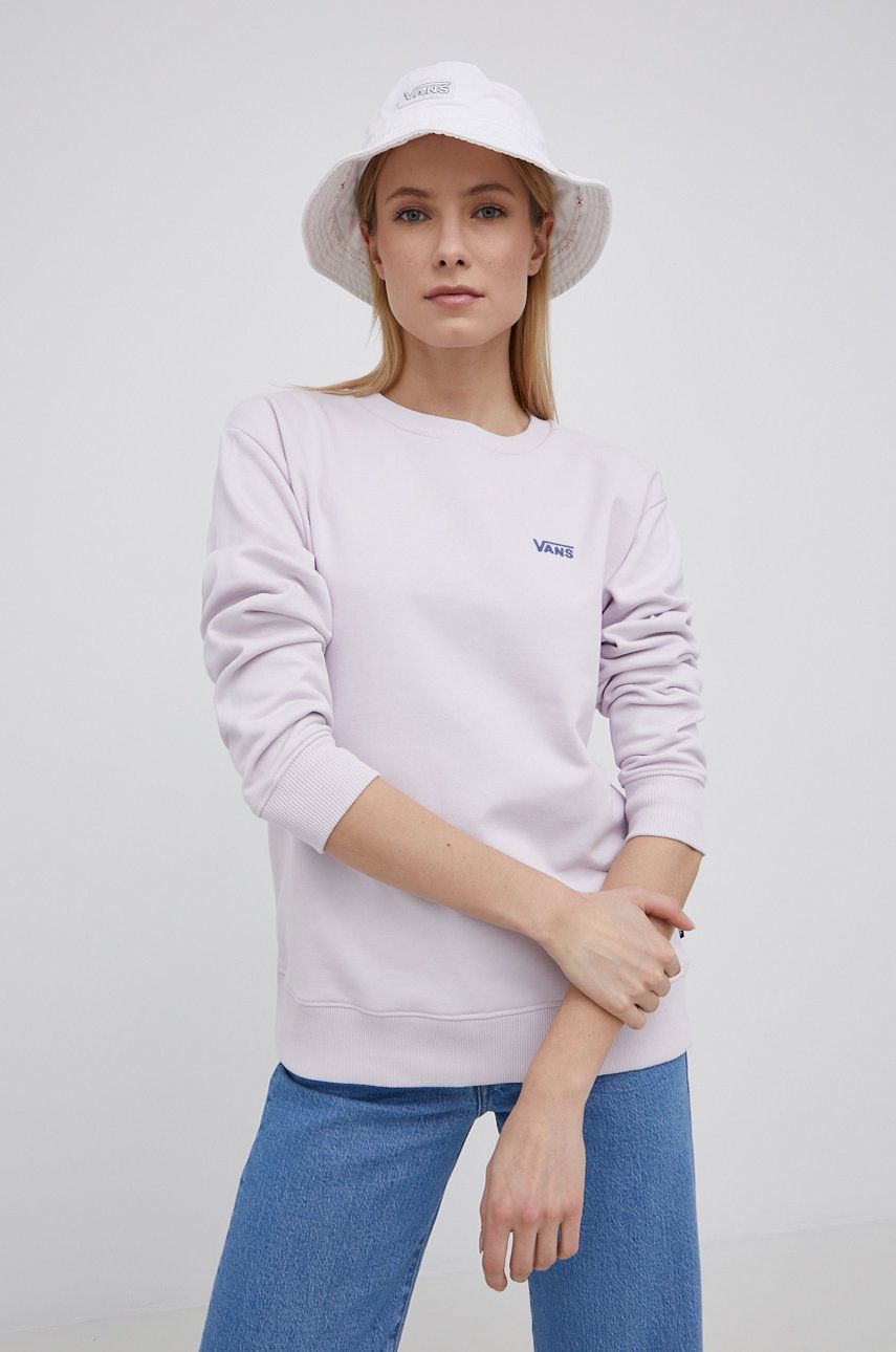 Vans bluza bawełniana damska kolor fioletowy gładka