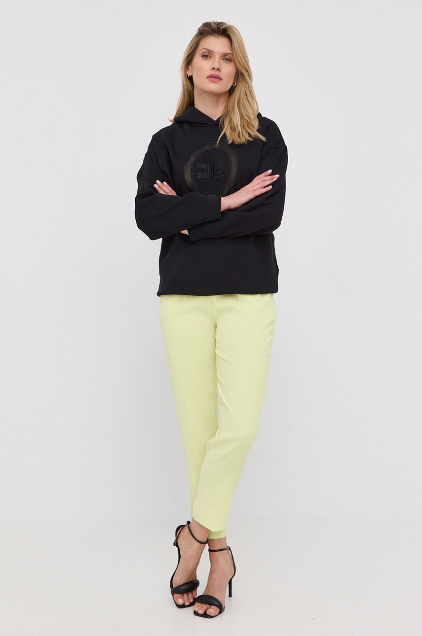 

Кофта Elisabetta Franchi жіноча колір чорний з капюшоном з аплікацією