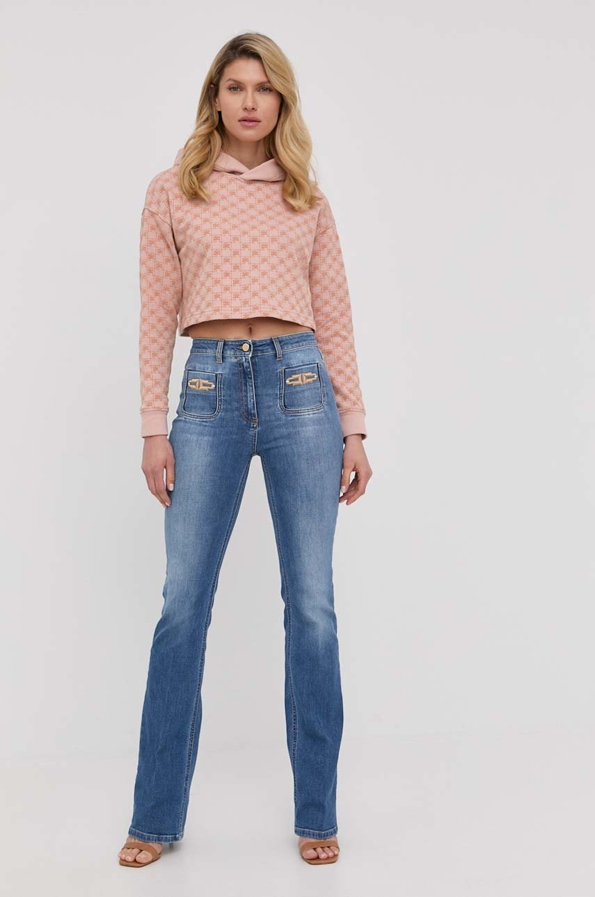 

Кофта Elisabetta Franchi женская цвет оранжевый с капюшоном узор
