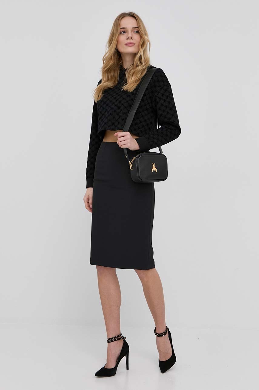 

Кофта Elisabetta Franchi жіноча колір чорний з капюшоном візерунок