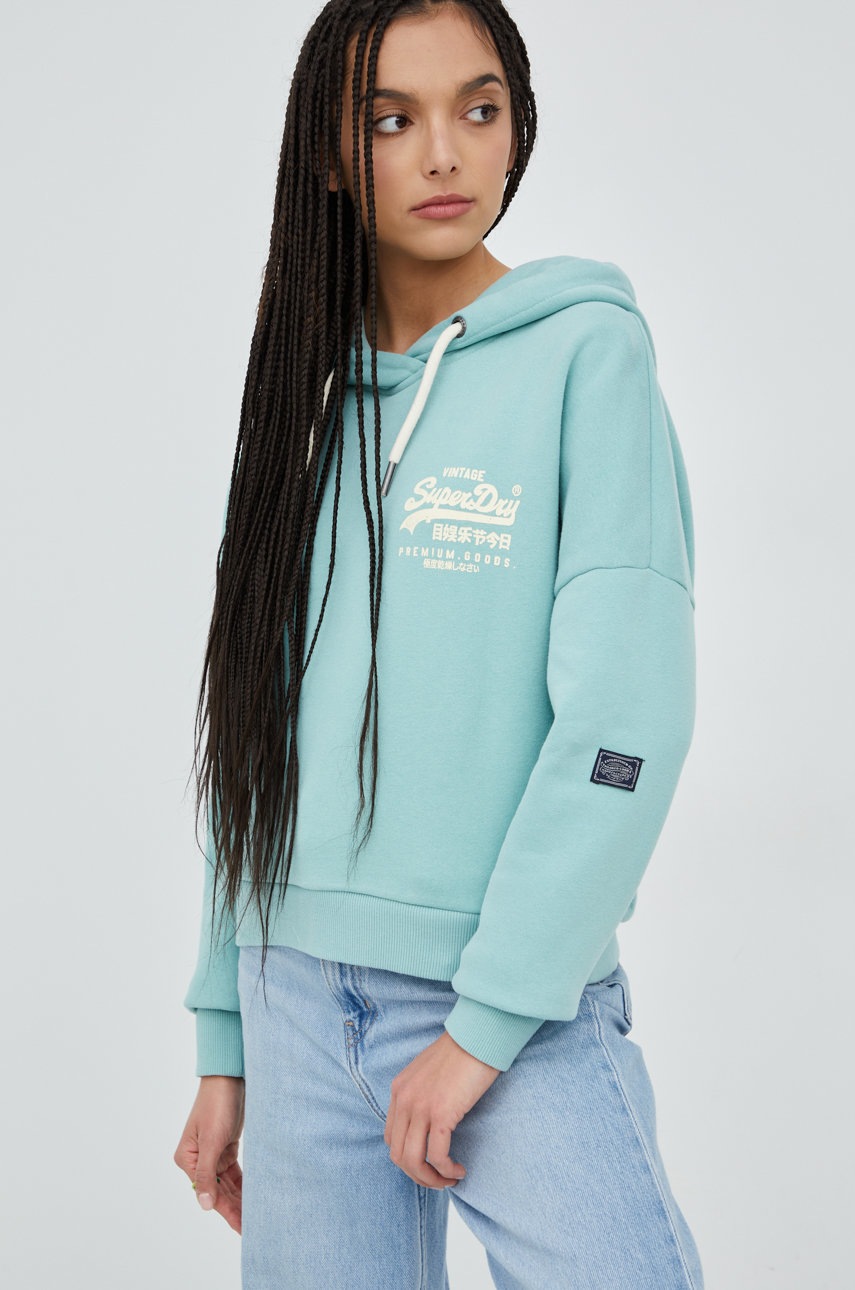 

Кофта Superdry женская цвет бирюзовый с принтом