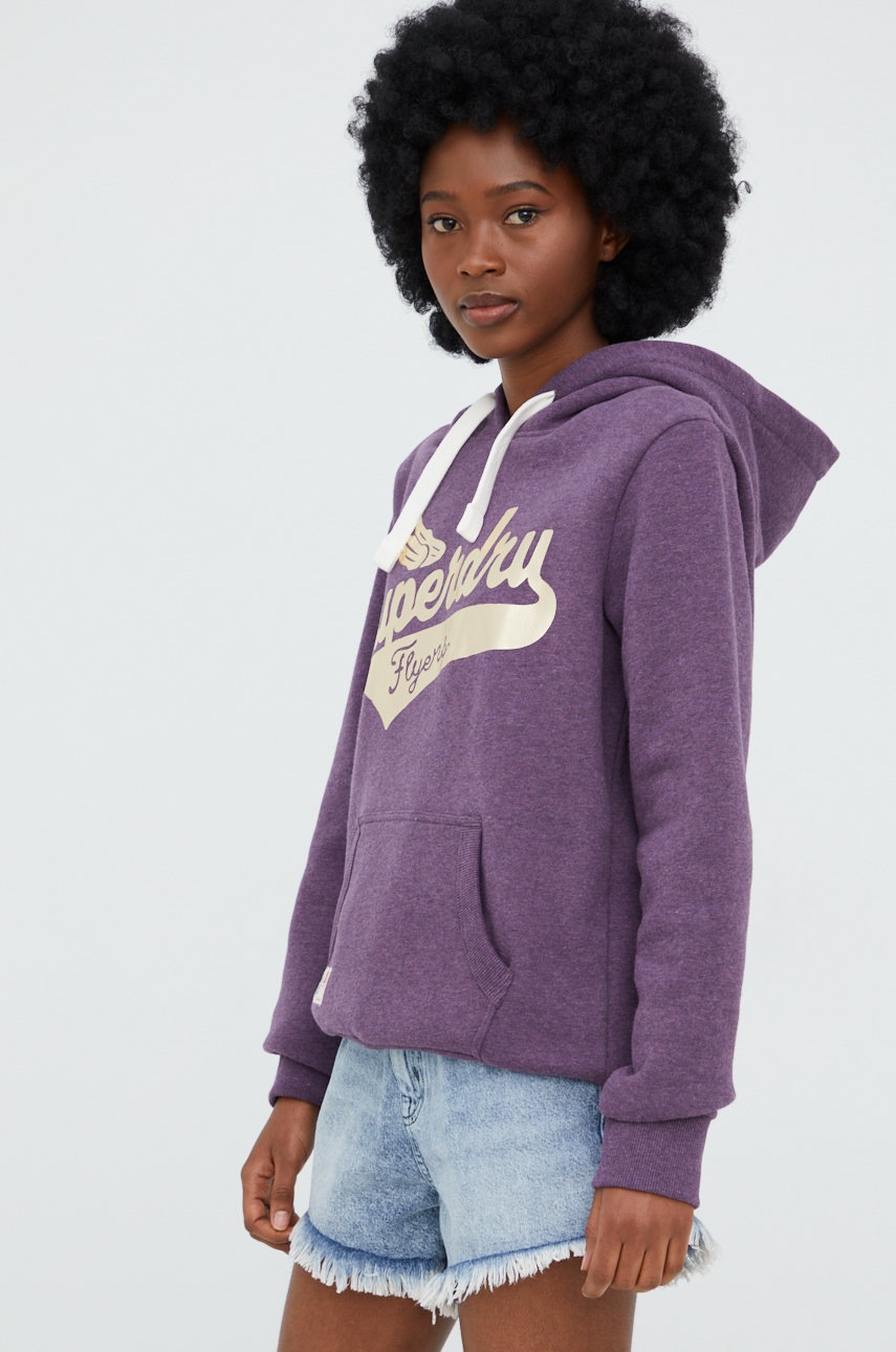 

Суичър Superdry в лилаво меланж на, Виолетов