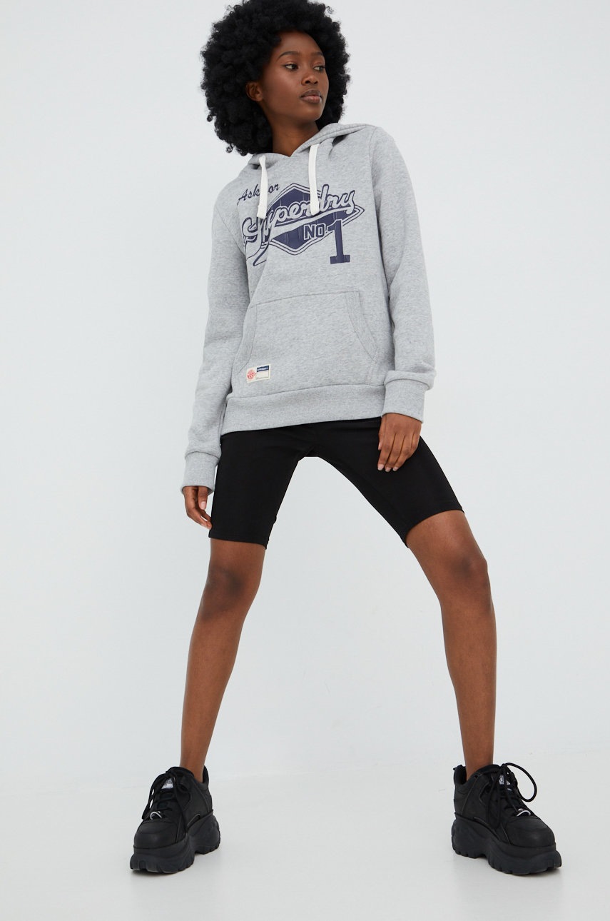 

Суичър Superdry в сиво меланж на, Сив