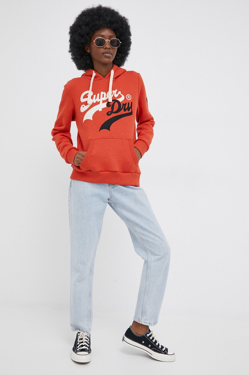 

Кофта Superdry жіноча колір помаранчевий з аплікацією