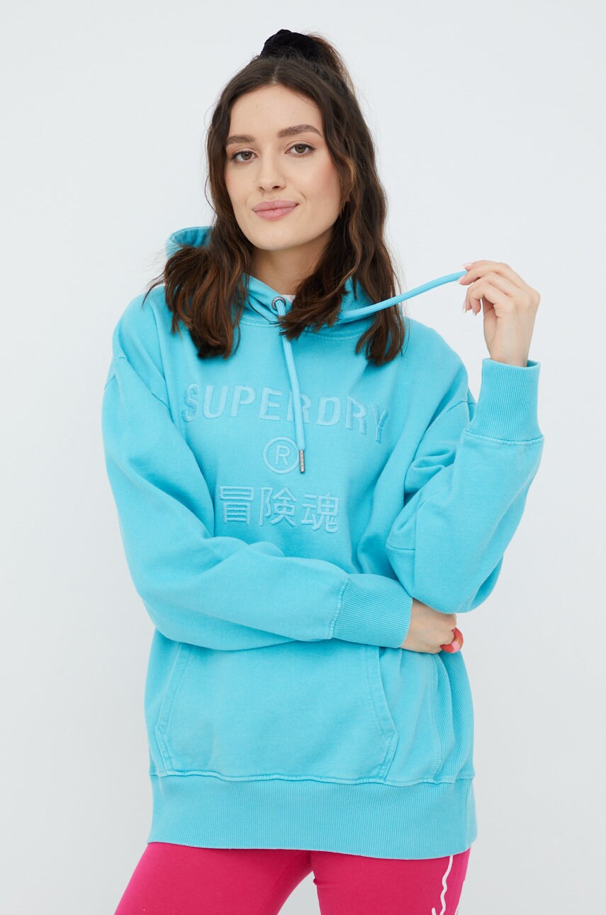 Superdry hanorac de bumbac femei, , cu imprimeu