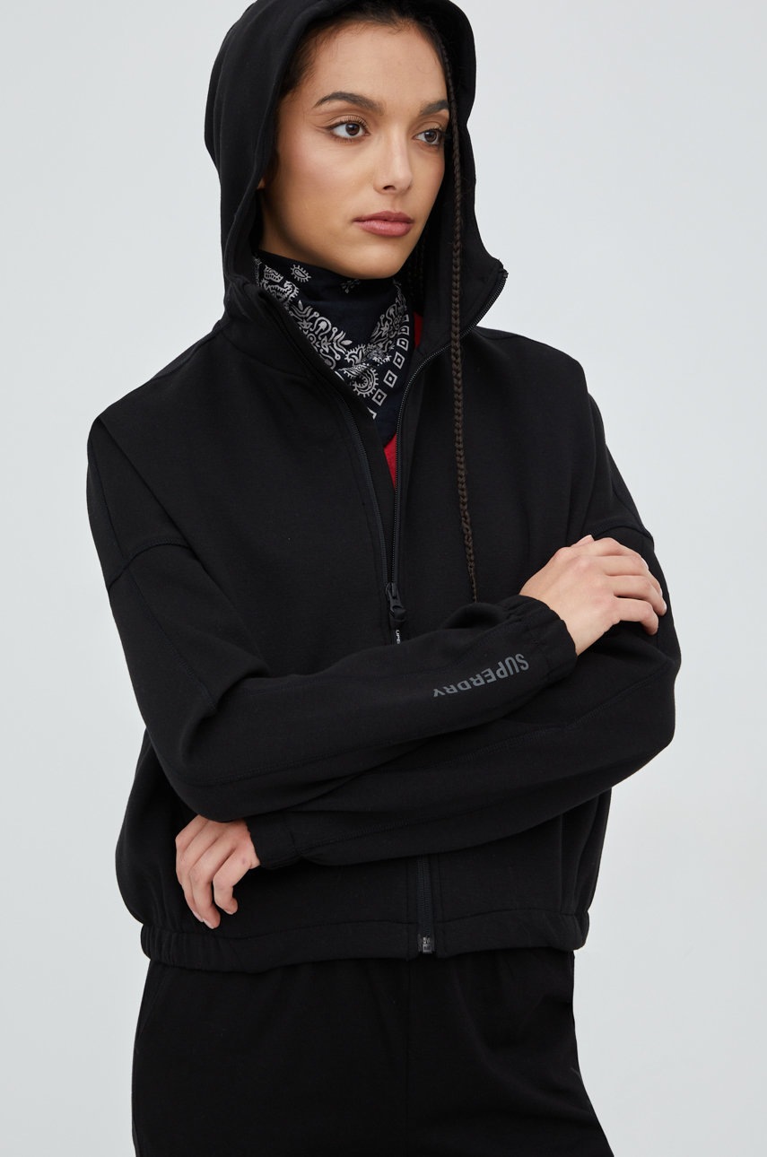 

Кофта Superdry жіноча колір чорний однотонна