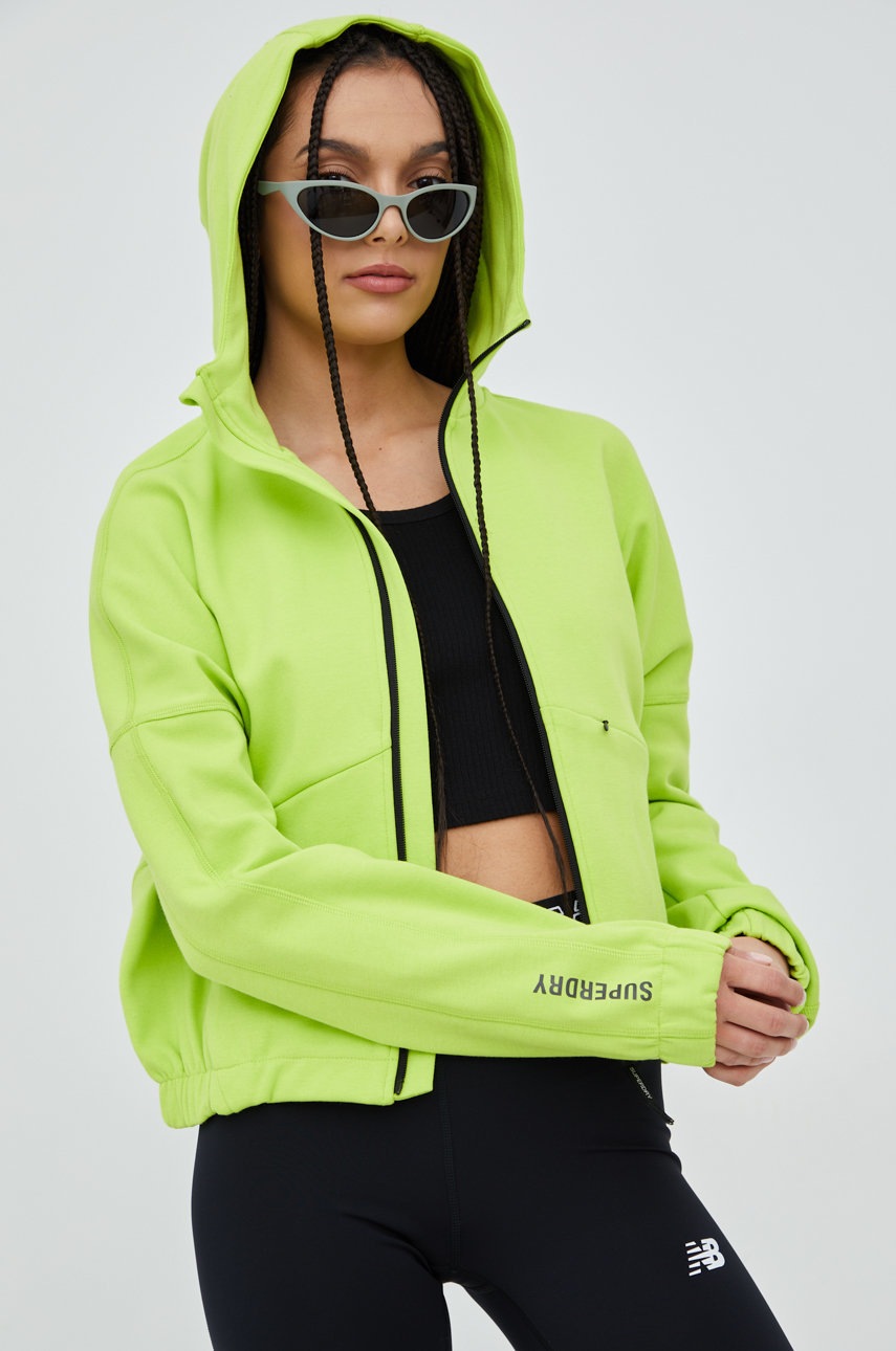 

Кофта Superdry женская цвет зелёный однотонная