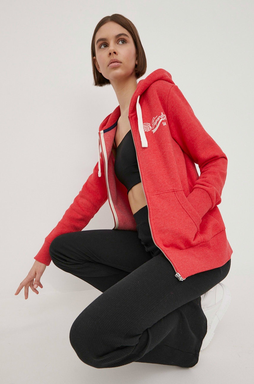

Кофта Superdry жіноча колір червоний з аплікацією