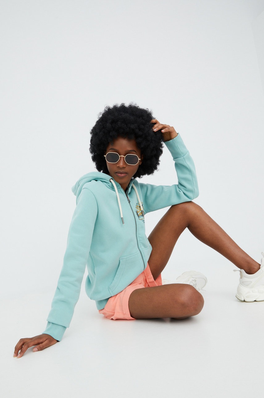 Superdry bluza femei, culoarea verde, cu imprimeu Superdry bluza femei, culoarea verde, cu imprimeu ANSWEAR
