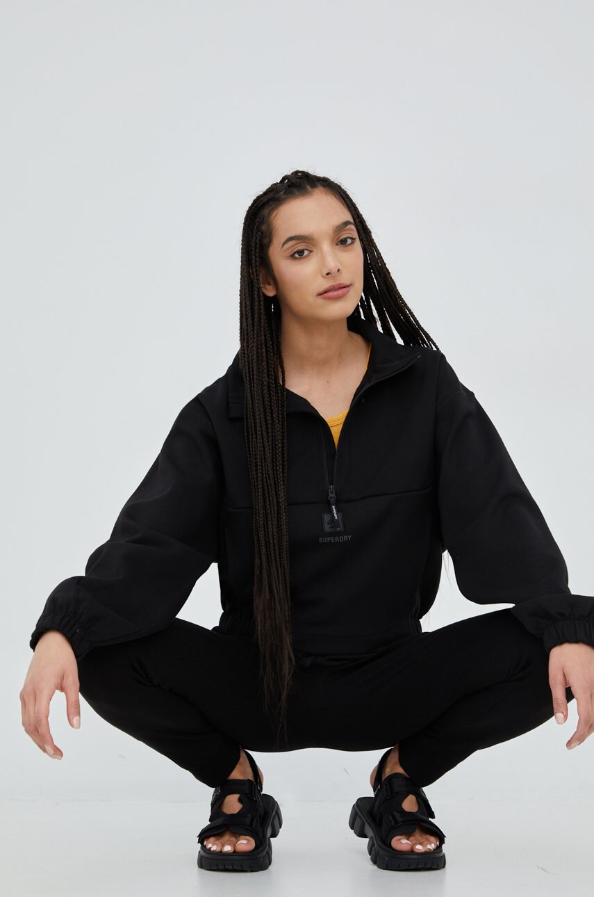 

Суичър Superdry в черно с изчистен дизайн, Черен