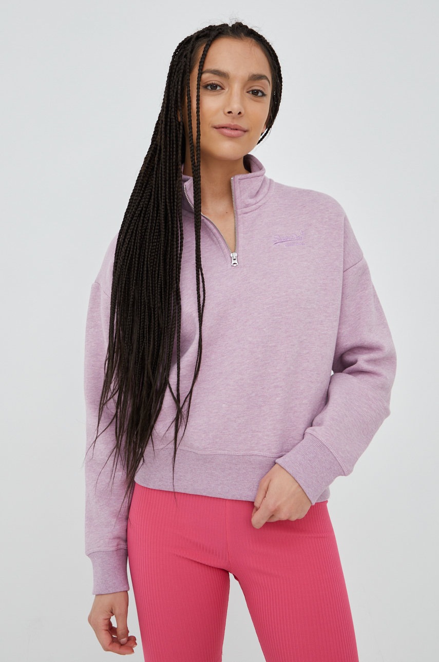 

Суичър Superdry в розово с апликация, Розов