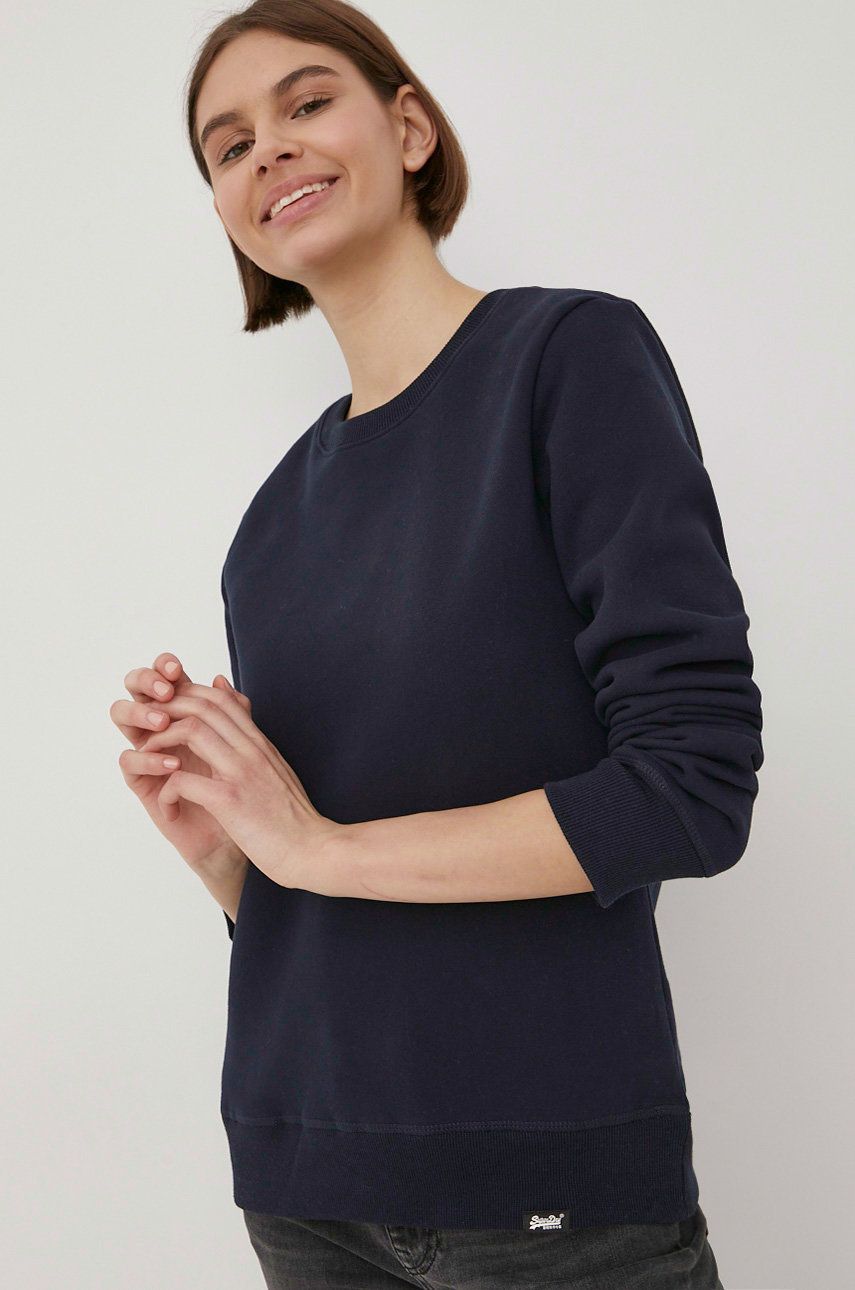 Superdry bluza femei, culoarea albastru marin, neted answear.ro imagine 2022 13clothing.ro
