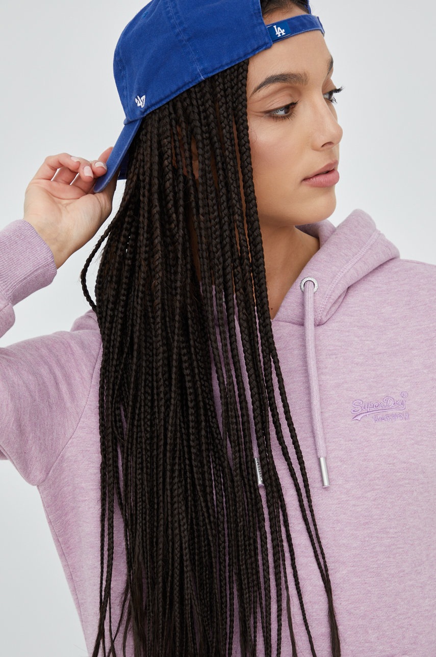 

Суичър Superdry в лилаво с апликация, Виолетов