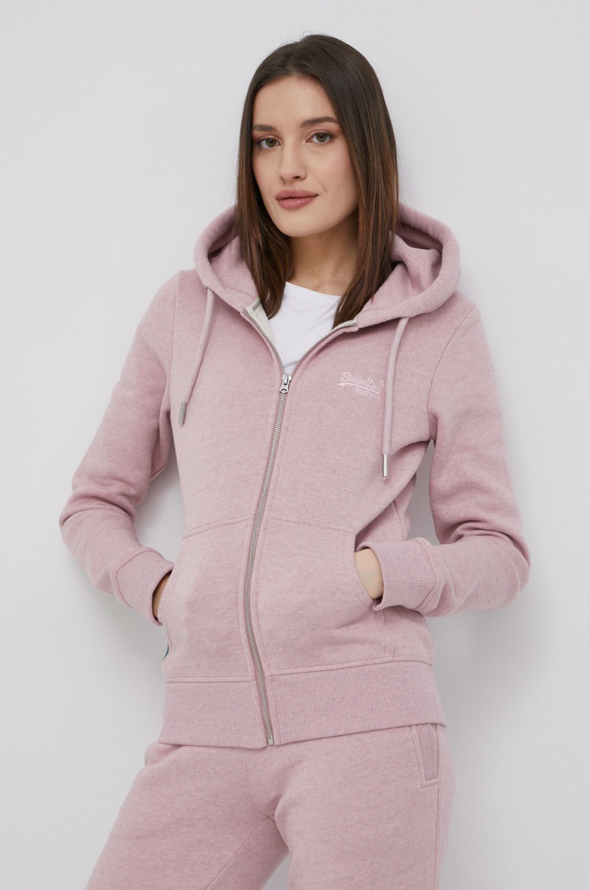 

Суичър Superdry дамска в розово с изчистен дизайн, Розов
