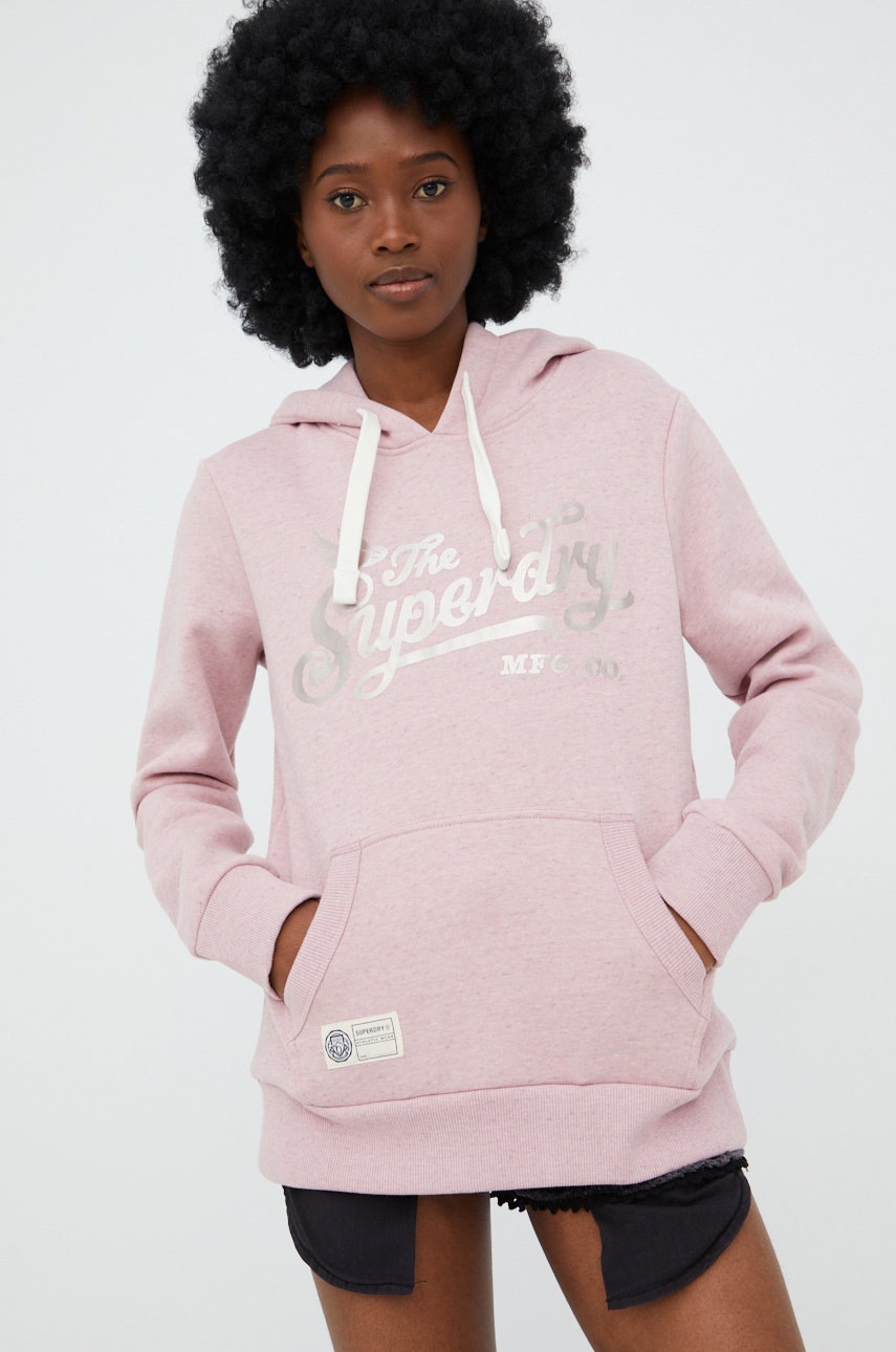 

Суичър Superdry в розово меланж на, Розов