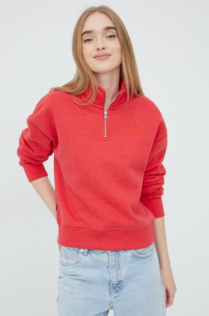 

Суичър Superdry в червено с апликация, Червен