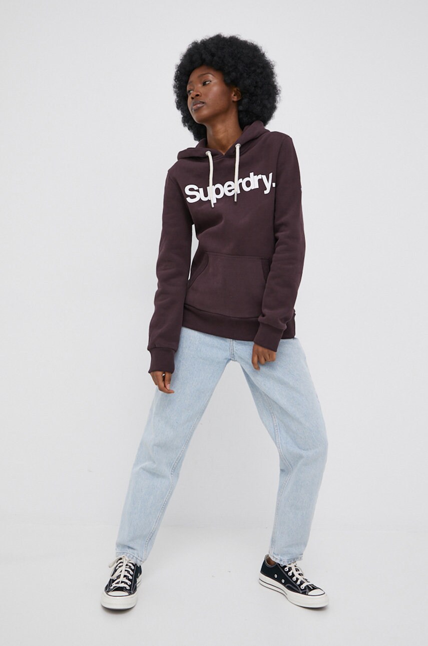 

Кофта Superdry жіноча колір коричневий з принтом