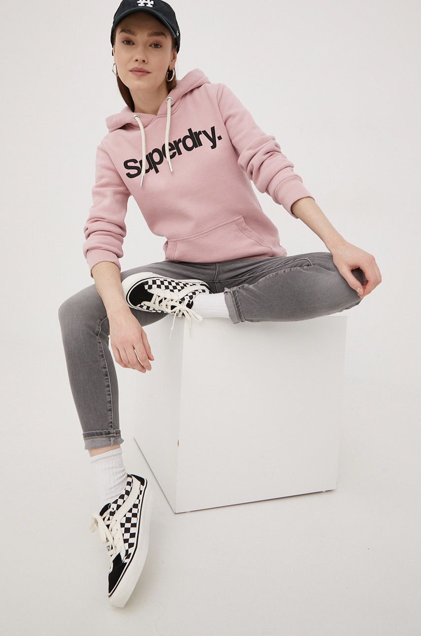 

Кофта Superdry женская цвет розовый с принтом