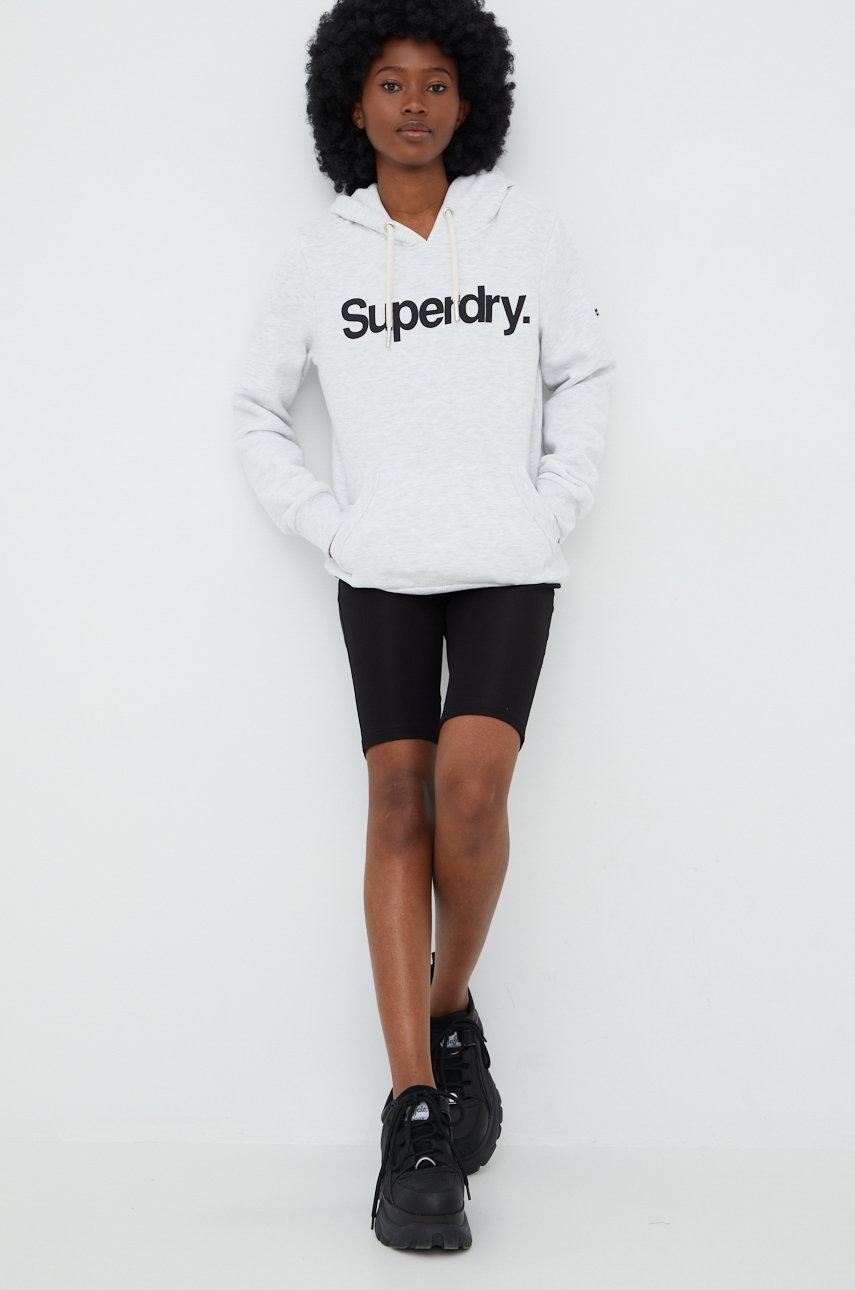 

Суичър Superdry в сиво меланж на, Сив