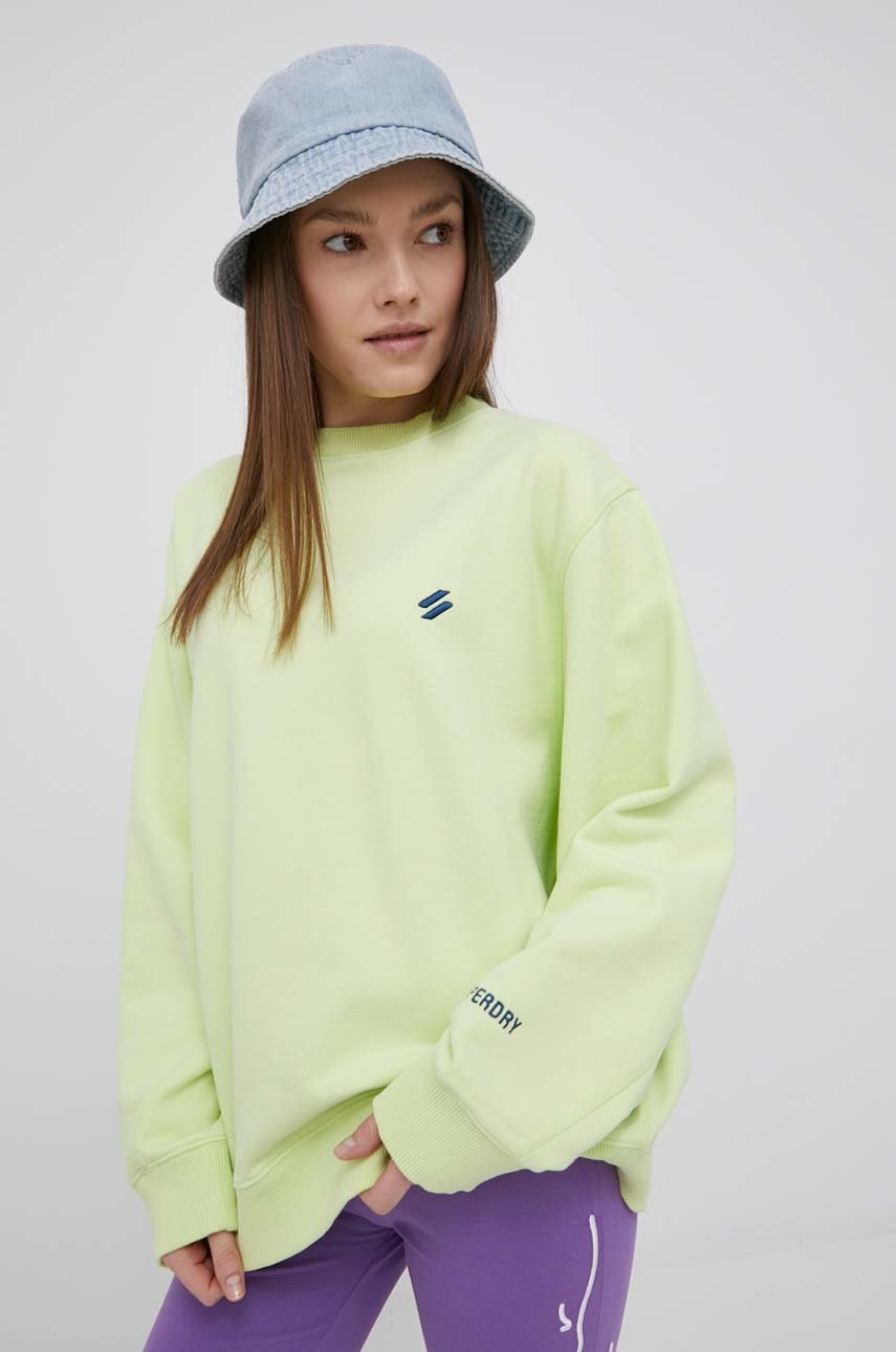 

Суичър Superdry дамска в зелено с изчистен дизайн, Зелен