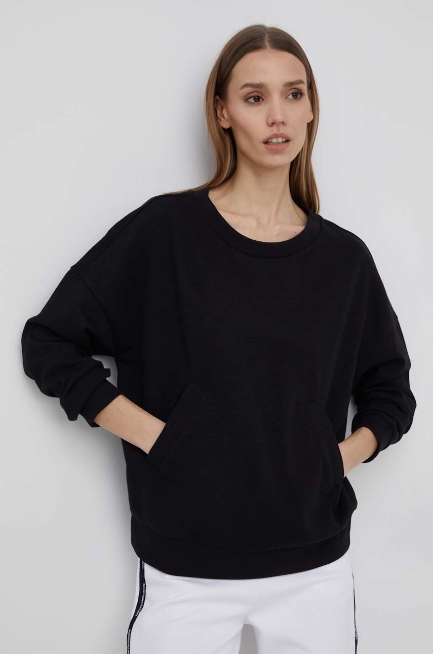 United Colors of Benetton bluza femei, culoarea negru, neted imagine reduceri black friday 2021 answear.ro