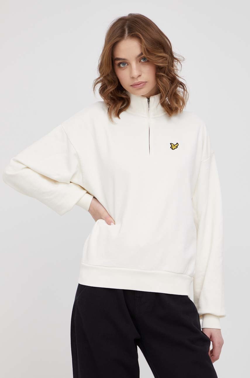 E-shop Bavlněná mikina Lyle & Scott dámská, béžová barva, hladká